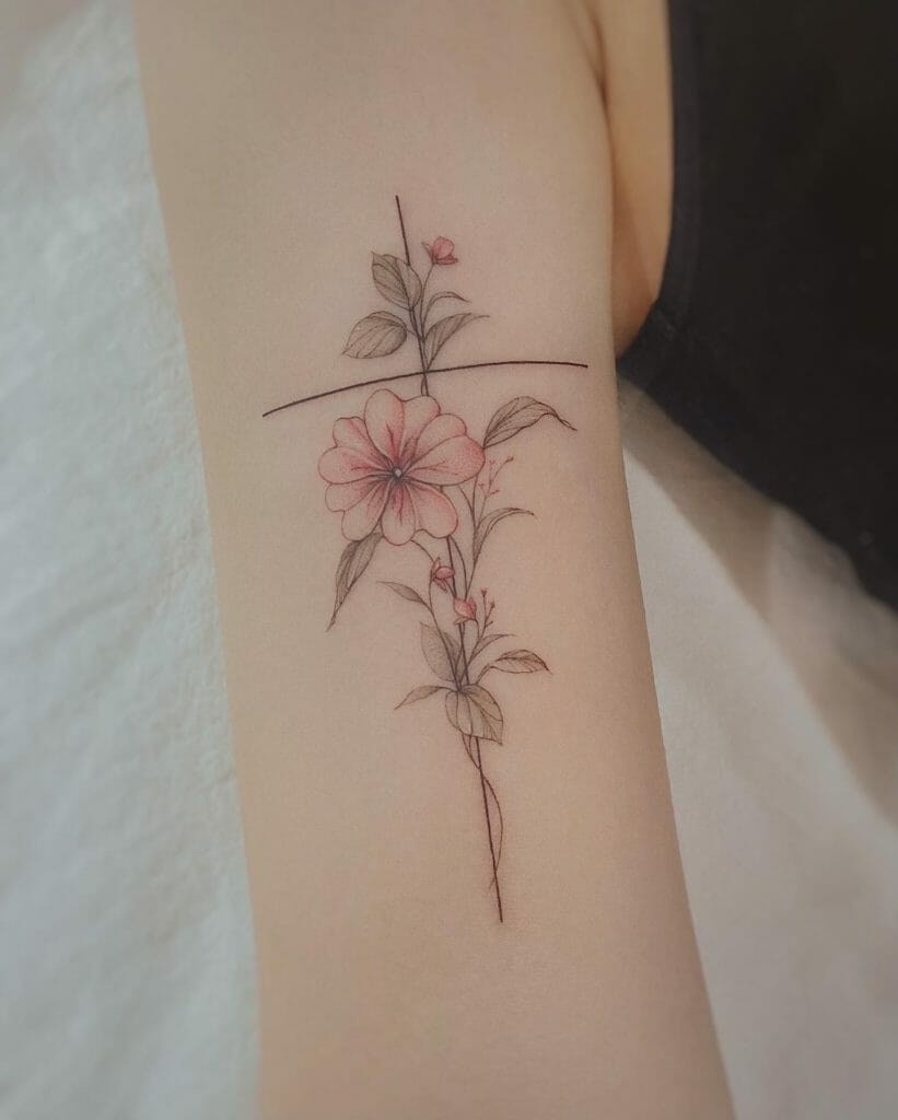 Minimalistic Simple Designs Cross X Flower Tattoo