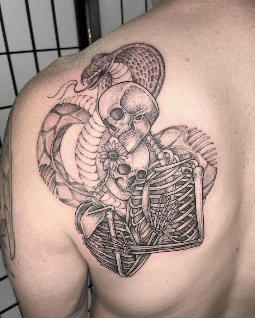 Couple Skeleton Snake Tattoo
