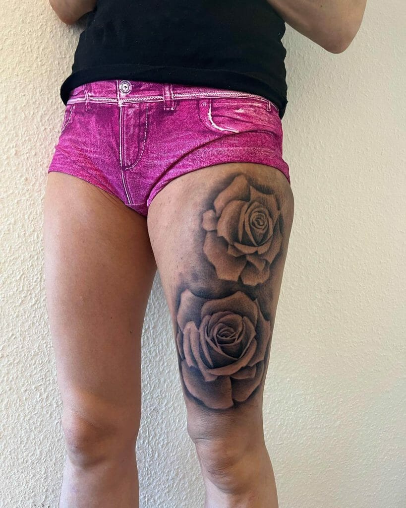  Beautiful Large Black And White New Rose Tattoo