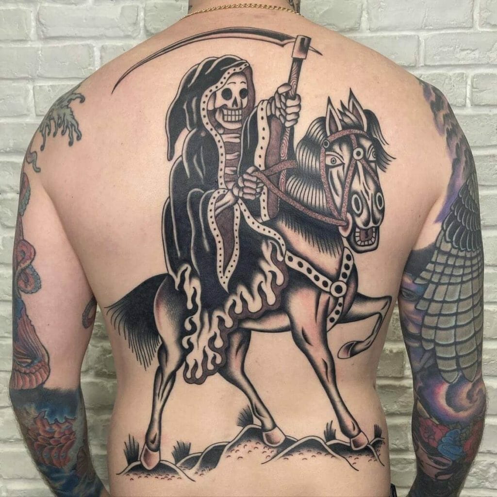 Whole Back Grim Tattoo