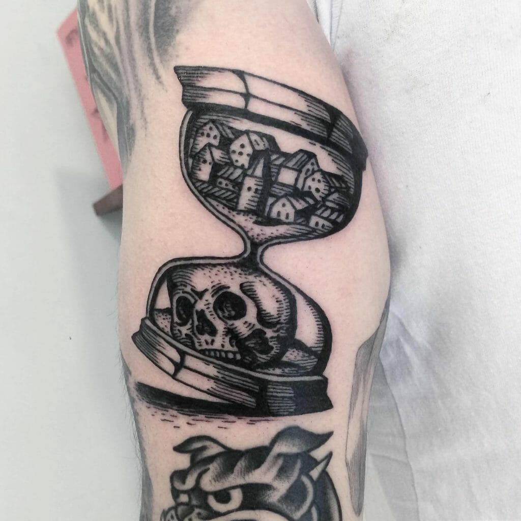 The Black Hourglass Tattoo With A Skull
