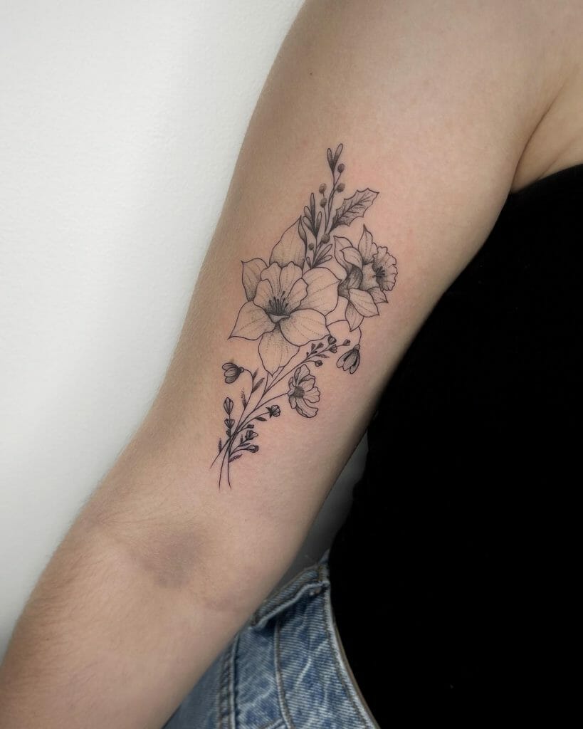 Wonderful Ideas For A Flower Bouquet Tattoo With Holly