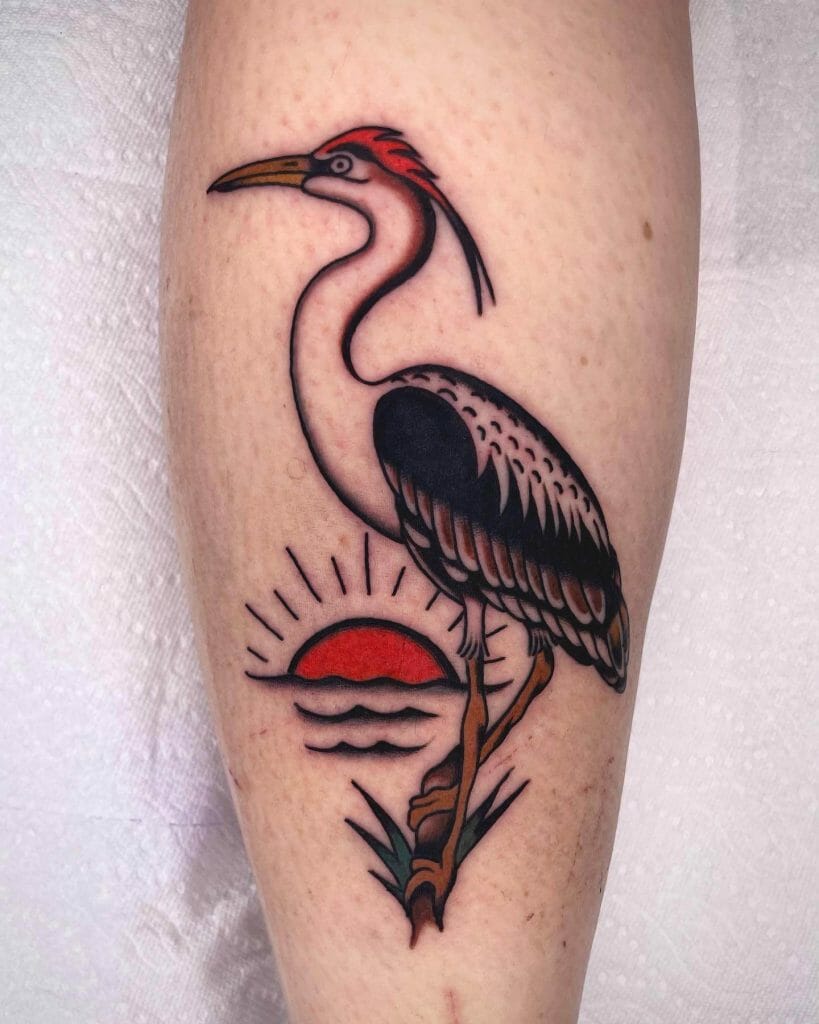 American Traditional Multicolored Bird Tattoo Ideas