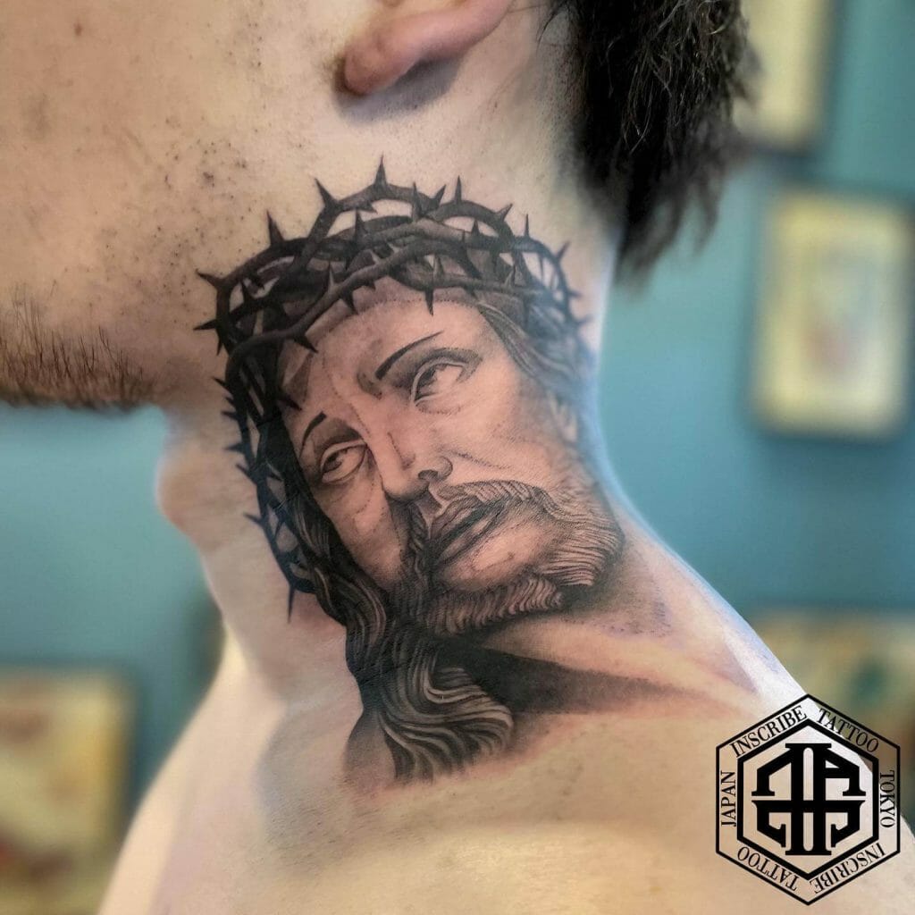 Jesus Christ Blessed Neck Tattoo