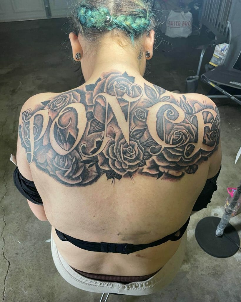  Black Last Name Tattoo With Rosy Background