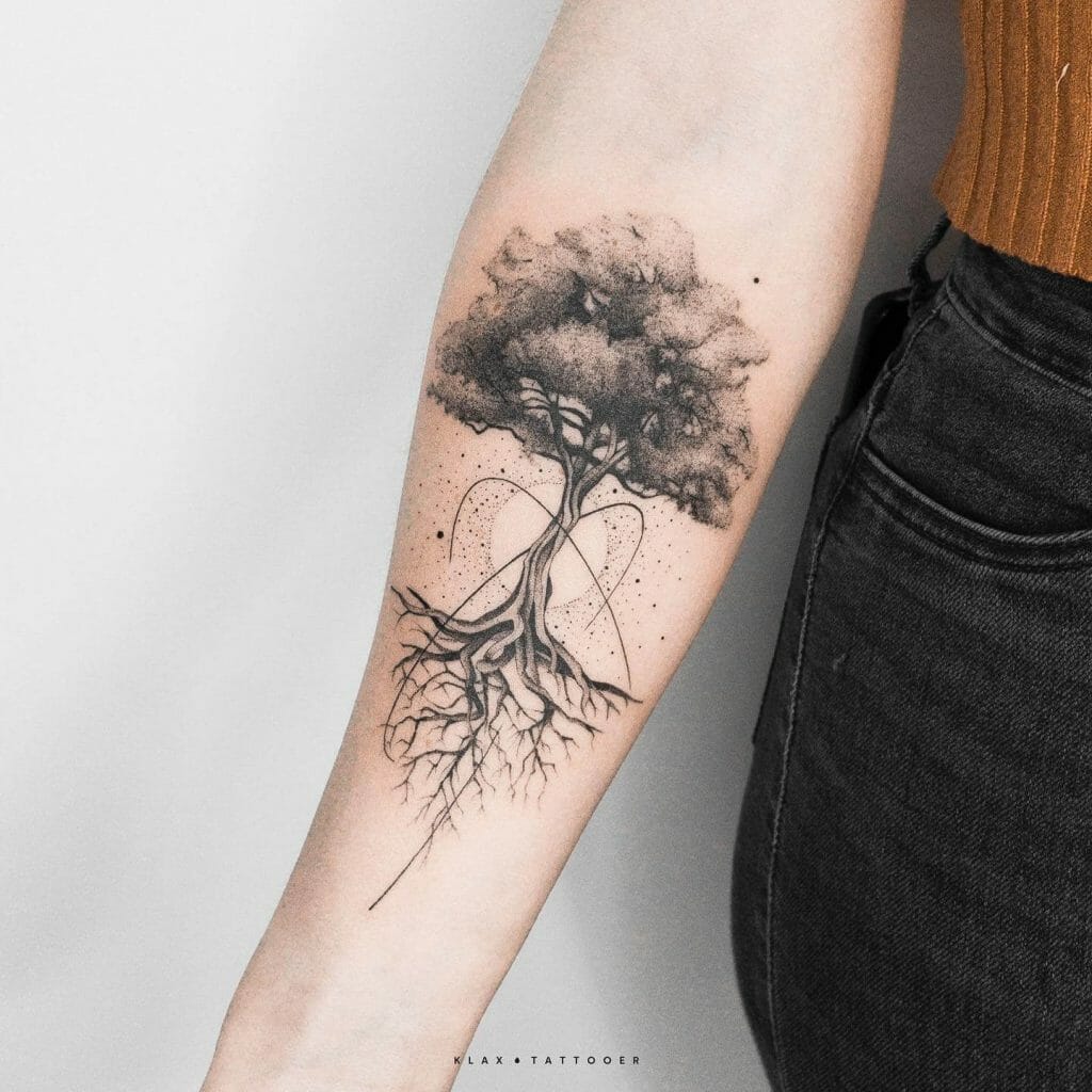Tree With Deep Roots Tattoo