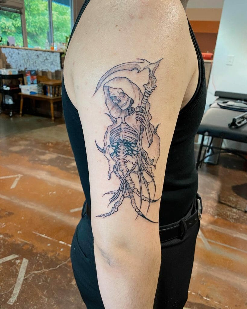 Outline Simple Grim Reaper Tattoo