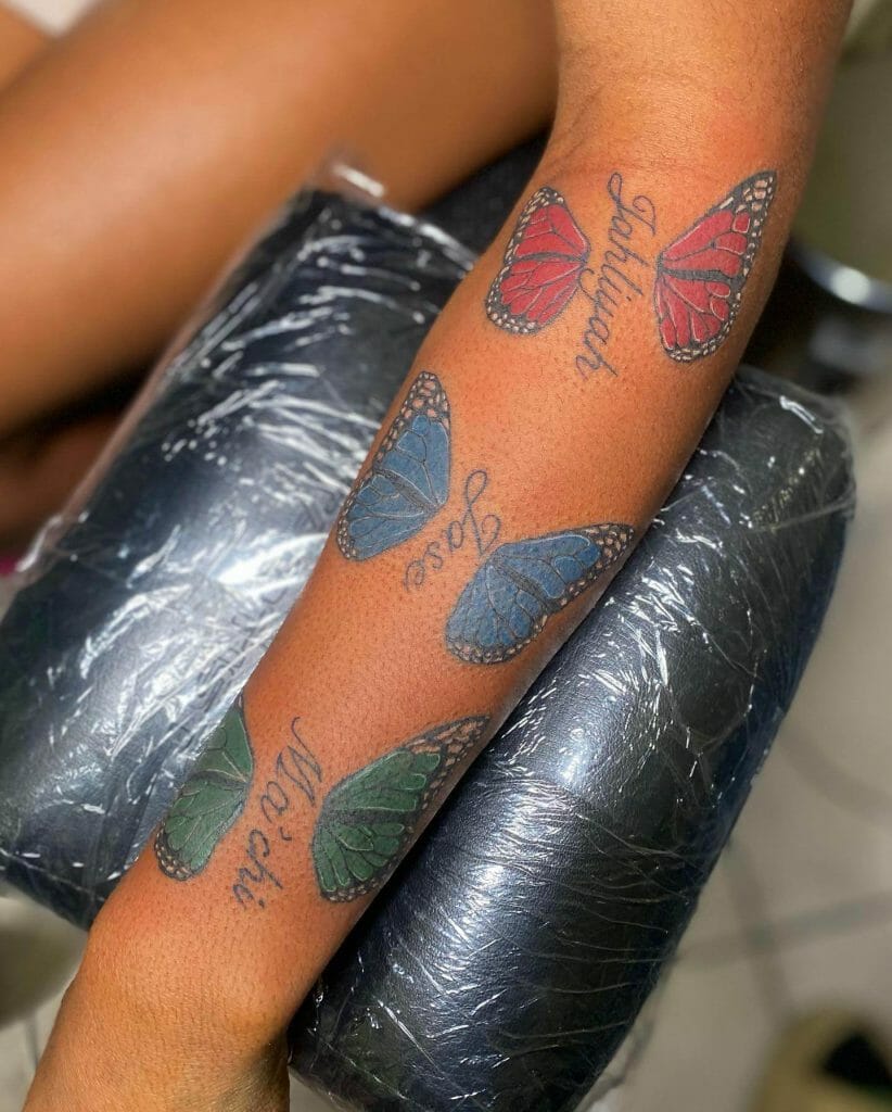  Positive Vibes Colorful Butterfly Tattoo
