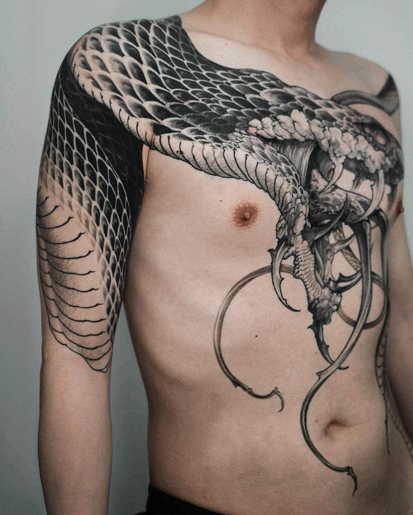 3D Sternum Snake Tattoo