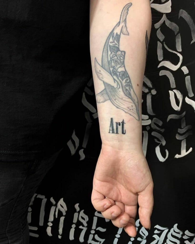  Black And White Medium-Sized Graphic Tattoo