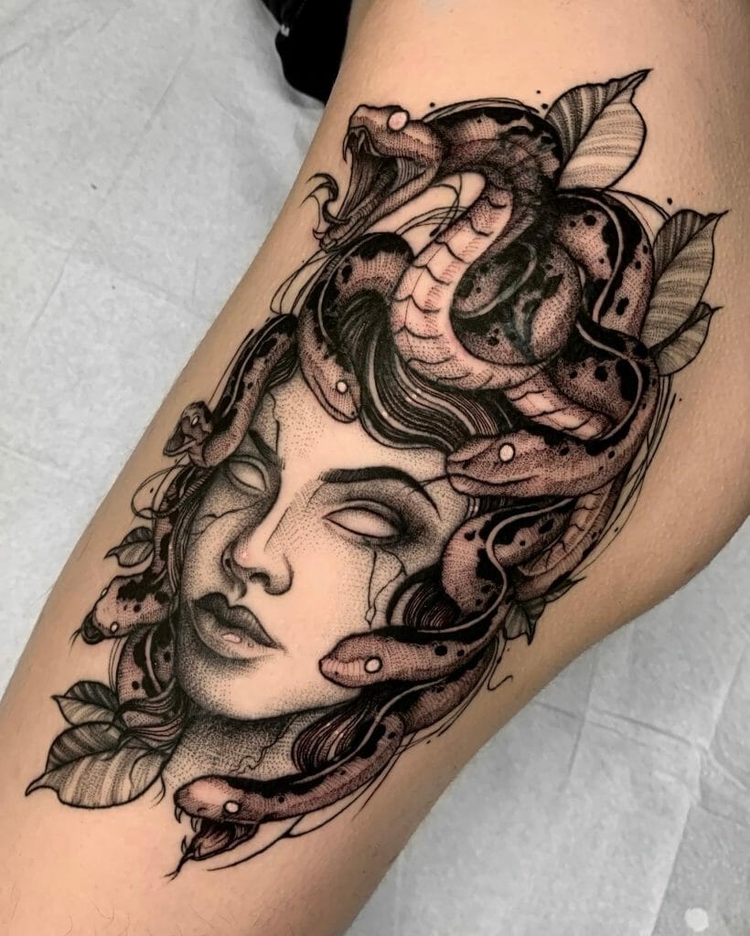 Gorgeous Snake Hip Tattoo Of Medusa