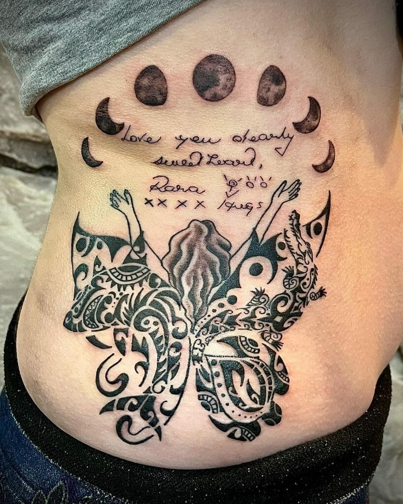 Quotes Moon Tattoo With Butterfly