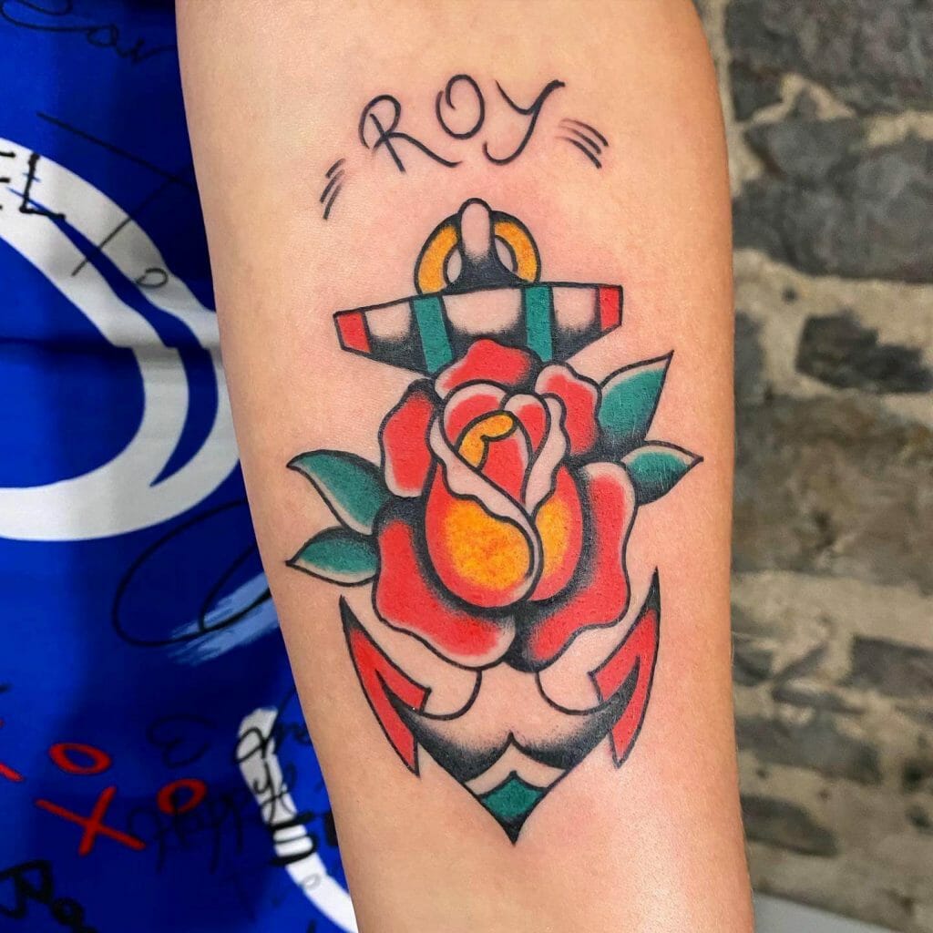 Flower Anchor Tattoo
