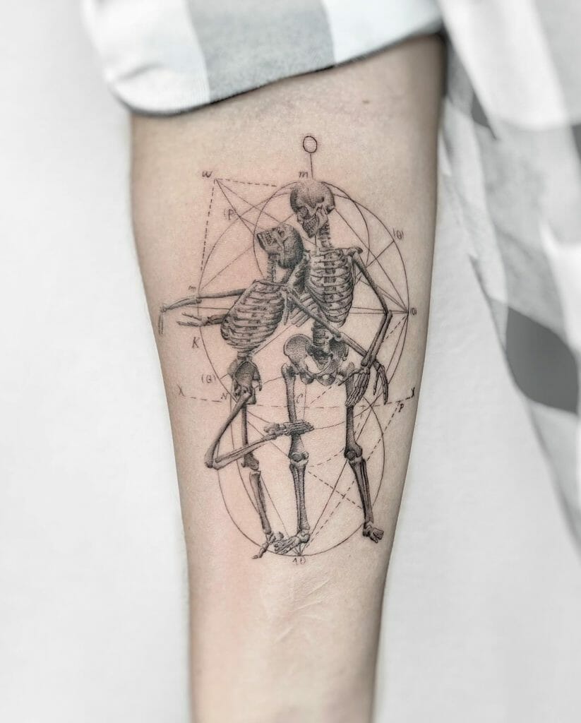 Couple Skeleton Geometric Tattoo