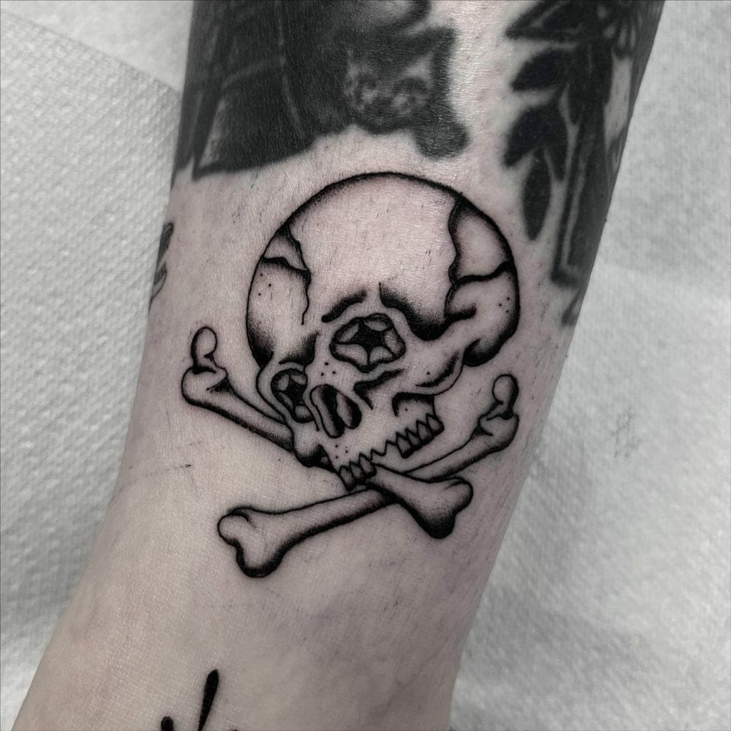 Very Simple Skull Tattoo with Bone Designs