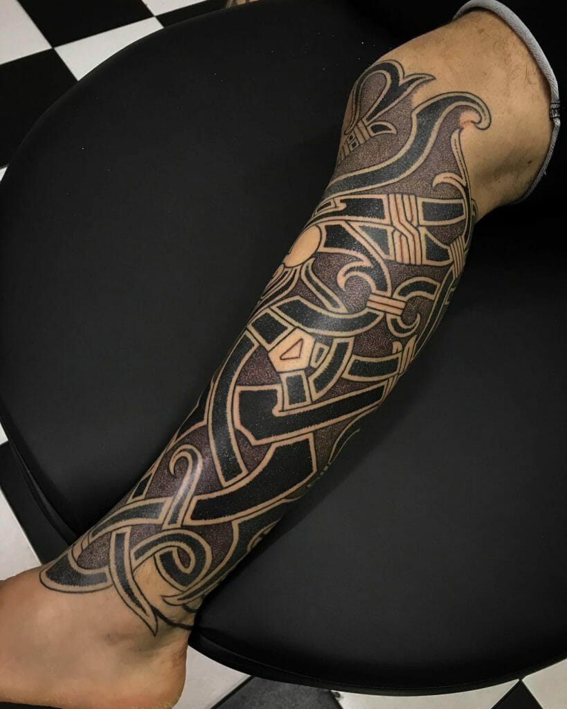 Odin Godmask Lower Leg Wild Tribe Tattoos