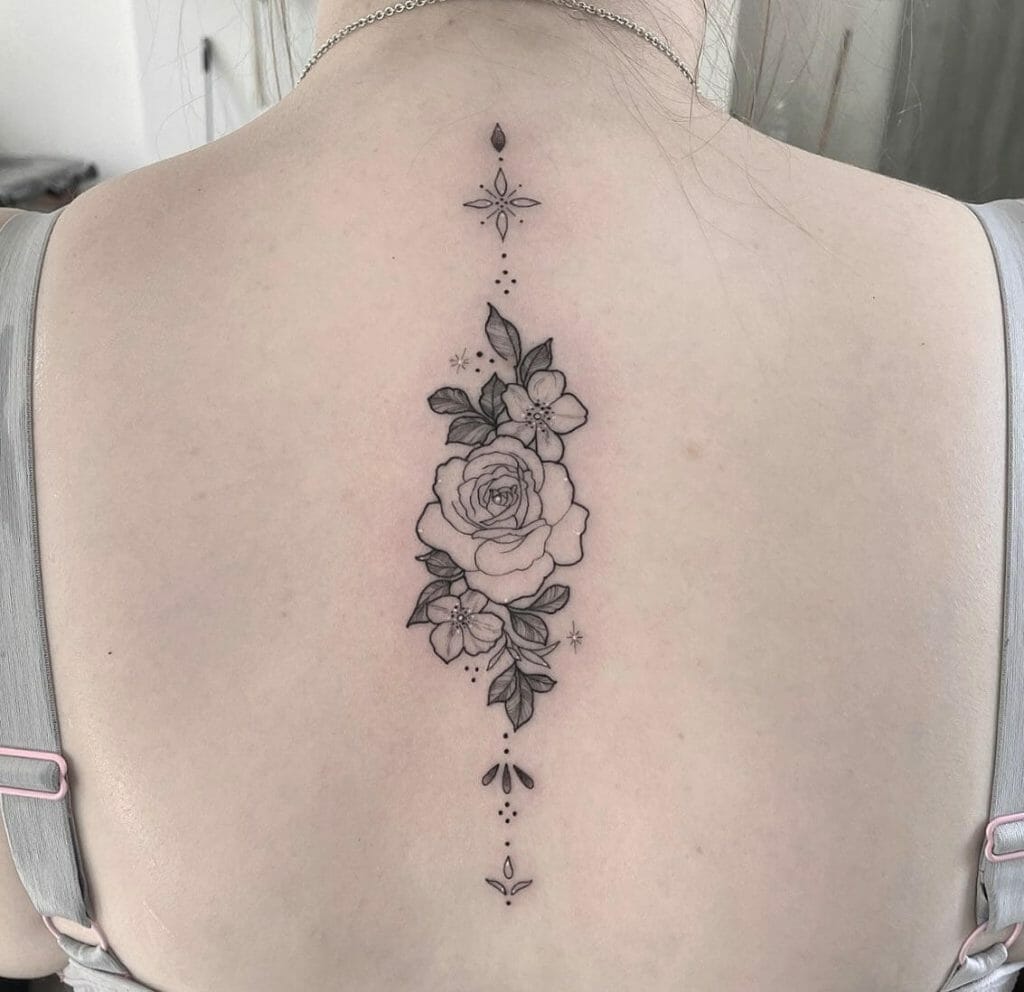Spine Rose Back Tattoo