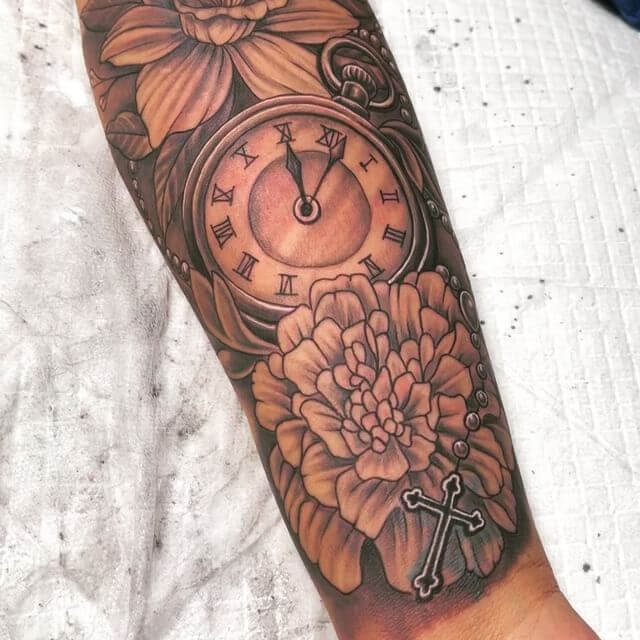 Clock Tattoos That Symbolize Loss And Mourning