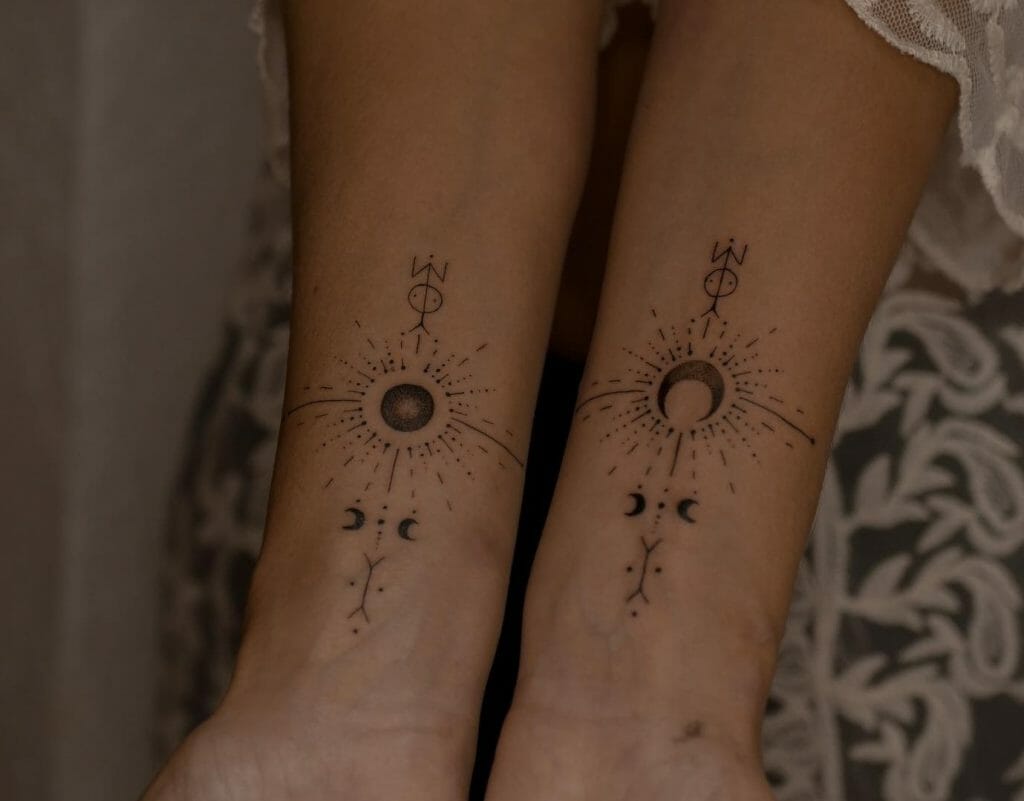 Moon Phases Spine Tattoo