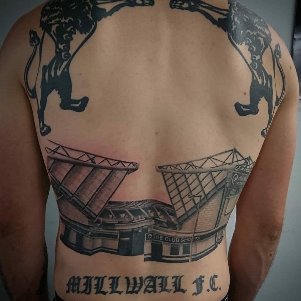 Amazing Stadium Tattoo And Millwall Back Tattoo