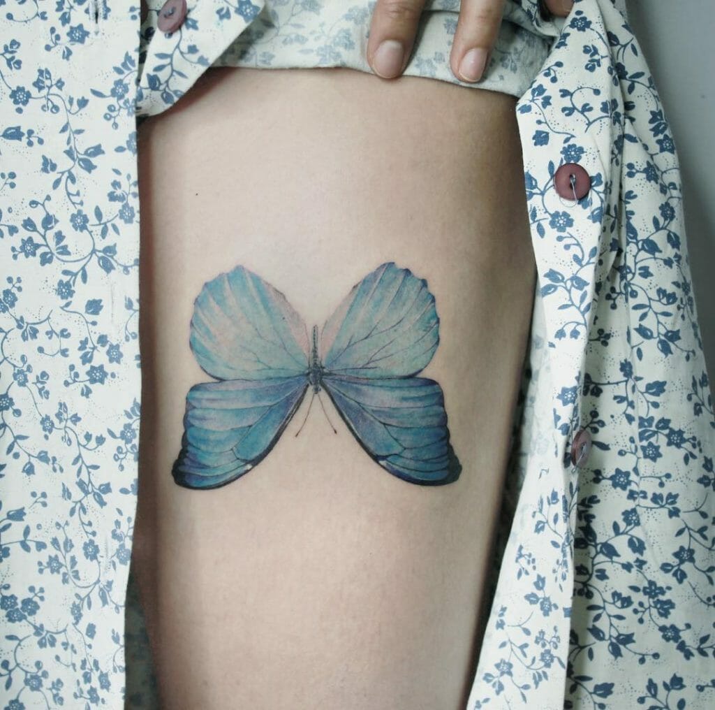 3D Blue Butterfly Tattoos