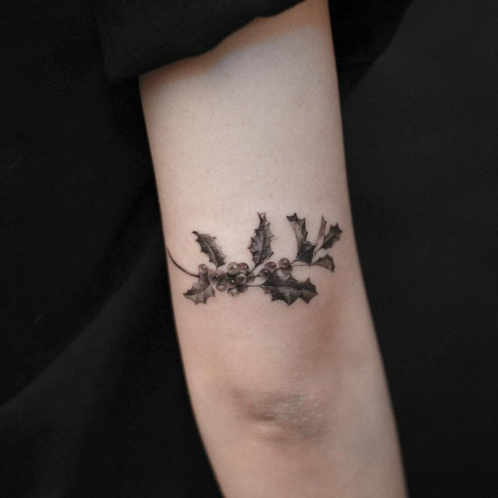 Simple And Beautiful December Birth Flower Tattoo Ideas With Holly Flower