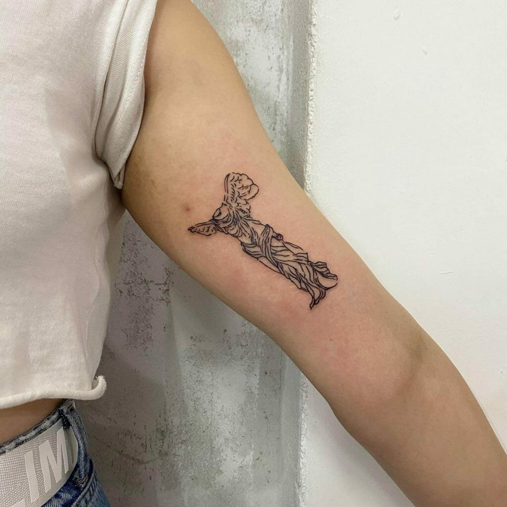 Winged Victory of Samothrace Outline Victory Tattoo