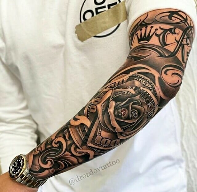 A Classic Arm Black Rose Tattoo ideas