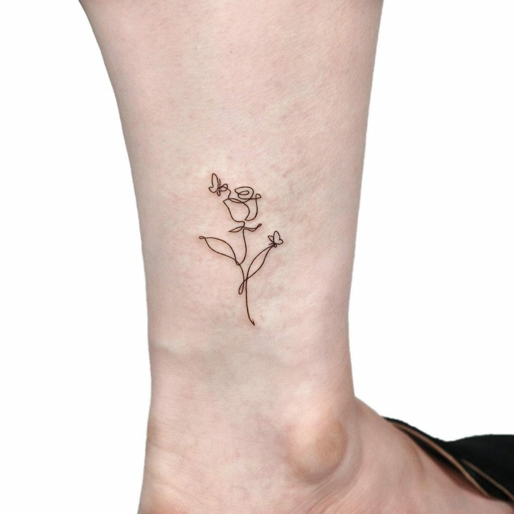 A Line-drawn Rose Tattoo
