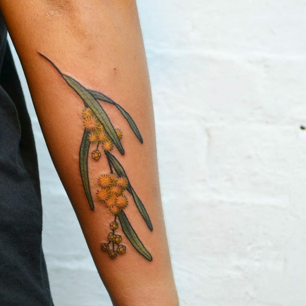Acacia Floral Arm Tattoo
