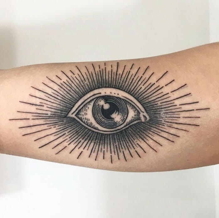 All-Seeing Eye Stencil Forearm Tattoo