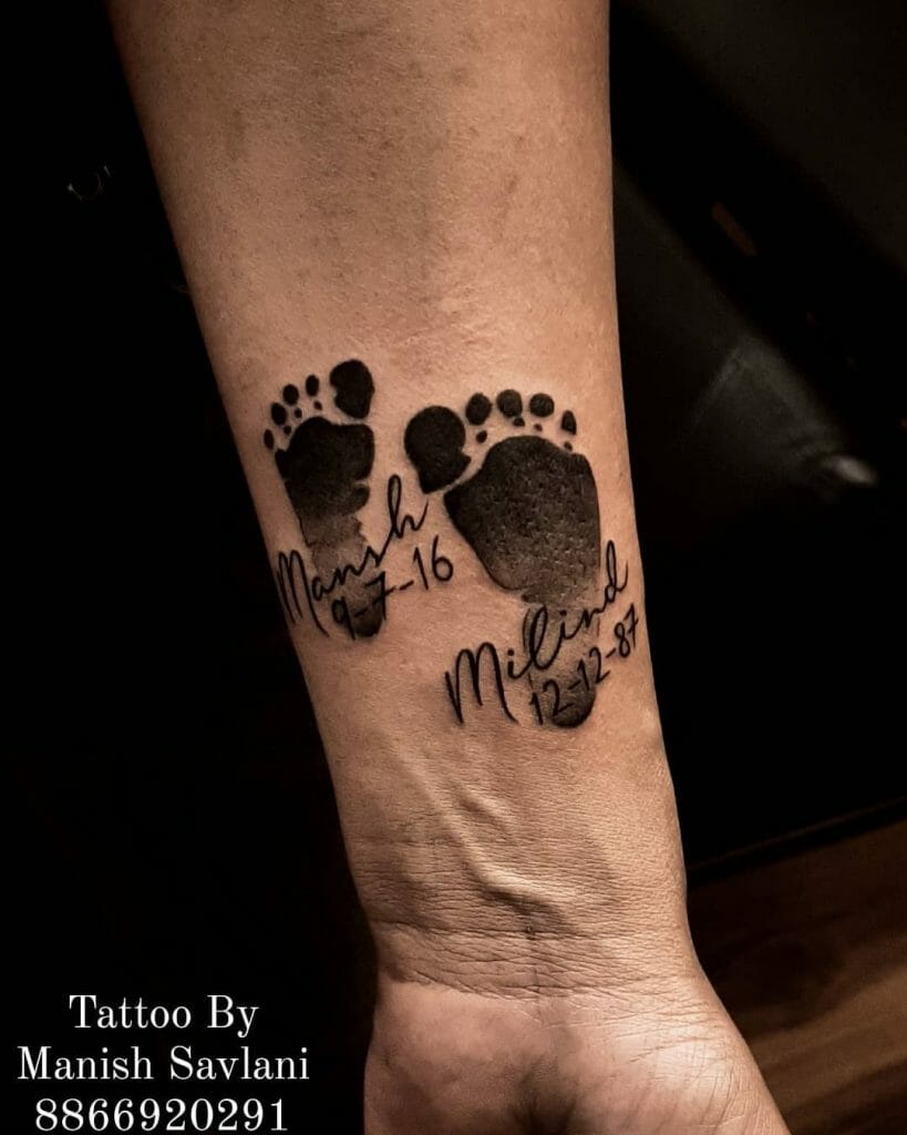 Amazing Baby Footprint Tattoo for Mother of Two