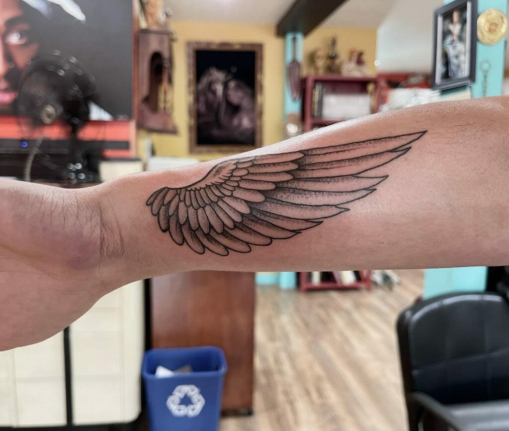 Angel Wing Forearm Tattoo