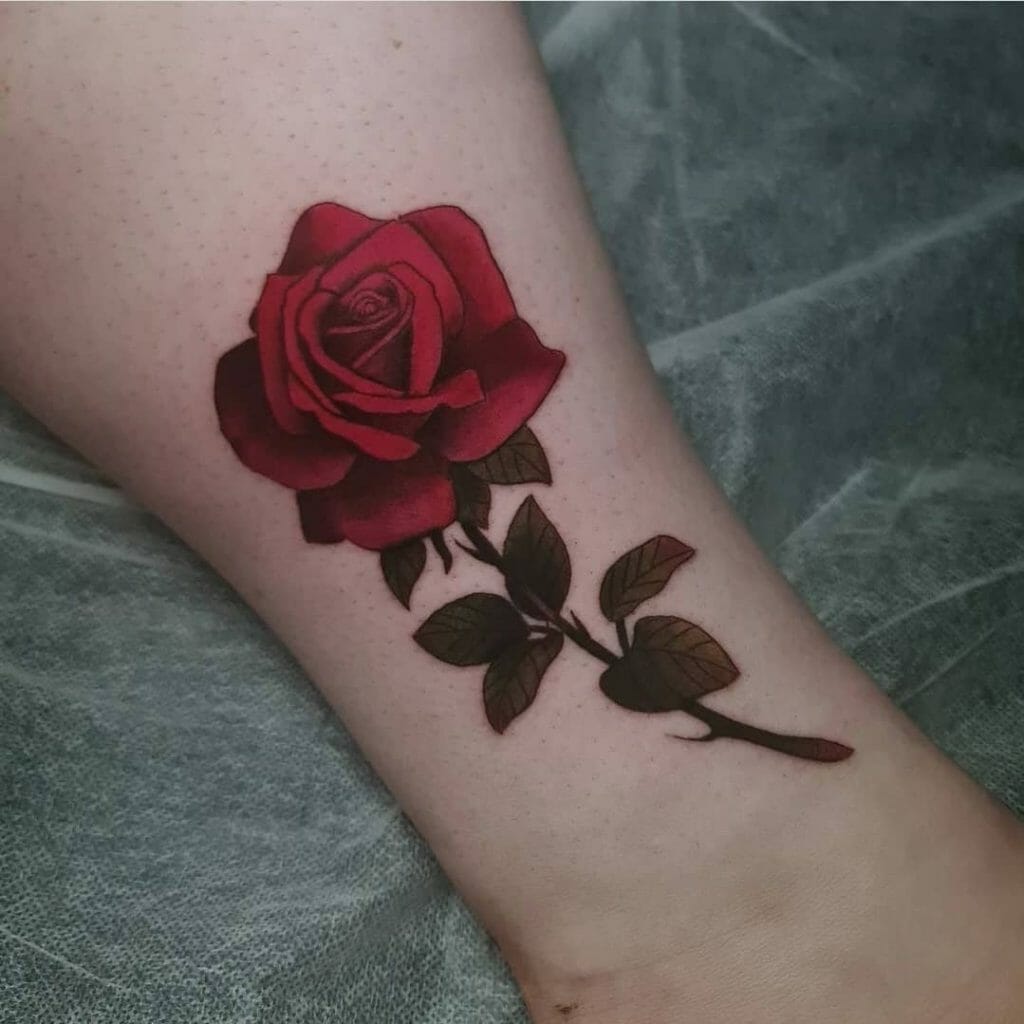 Ankle Rose Tattoo Designs
