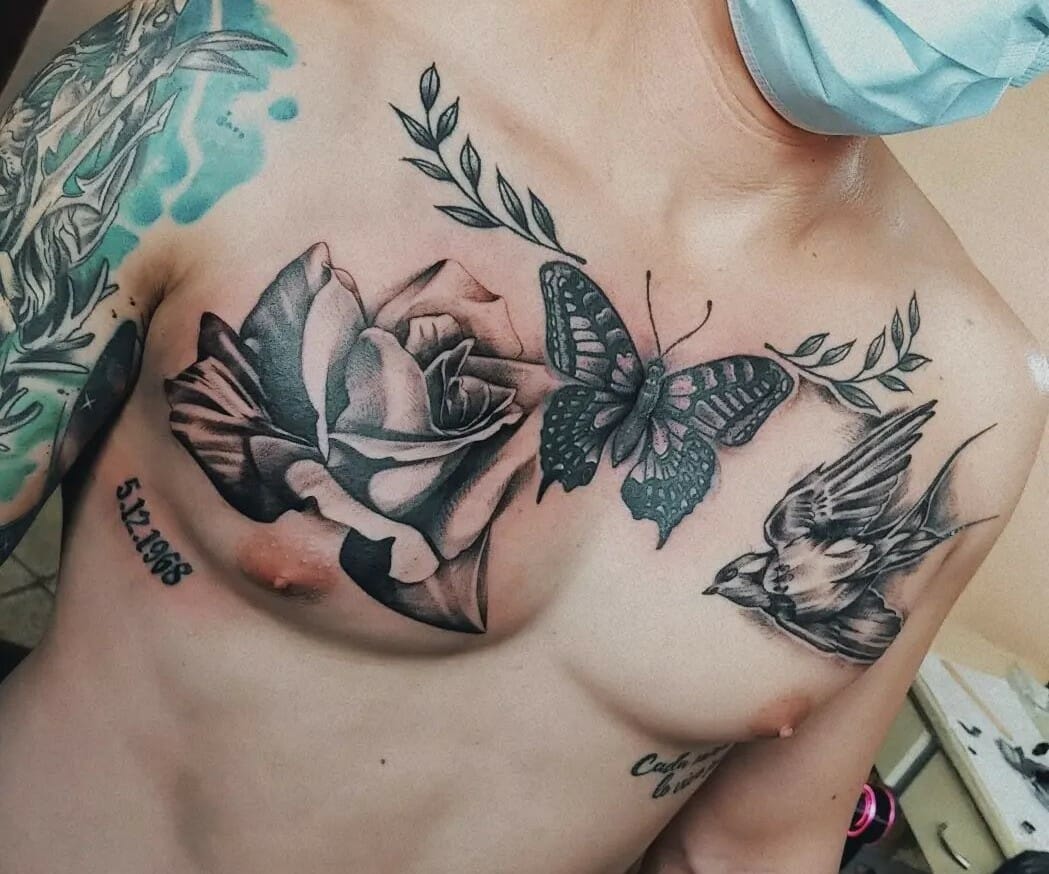 Pin by freddy73 on tatoos | Rose chest tattoo, Full chest tattoos, Chest  tattoos for women