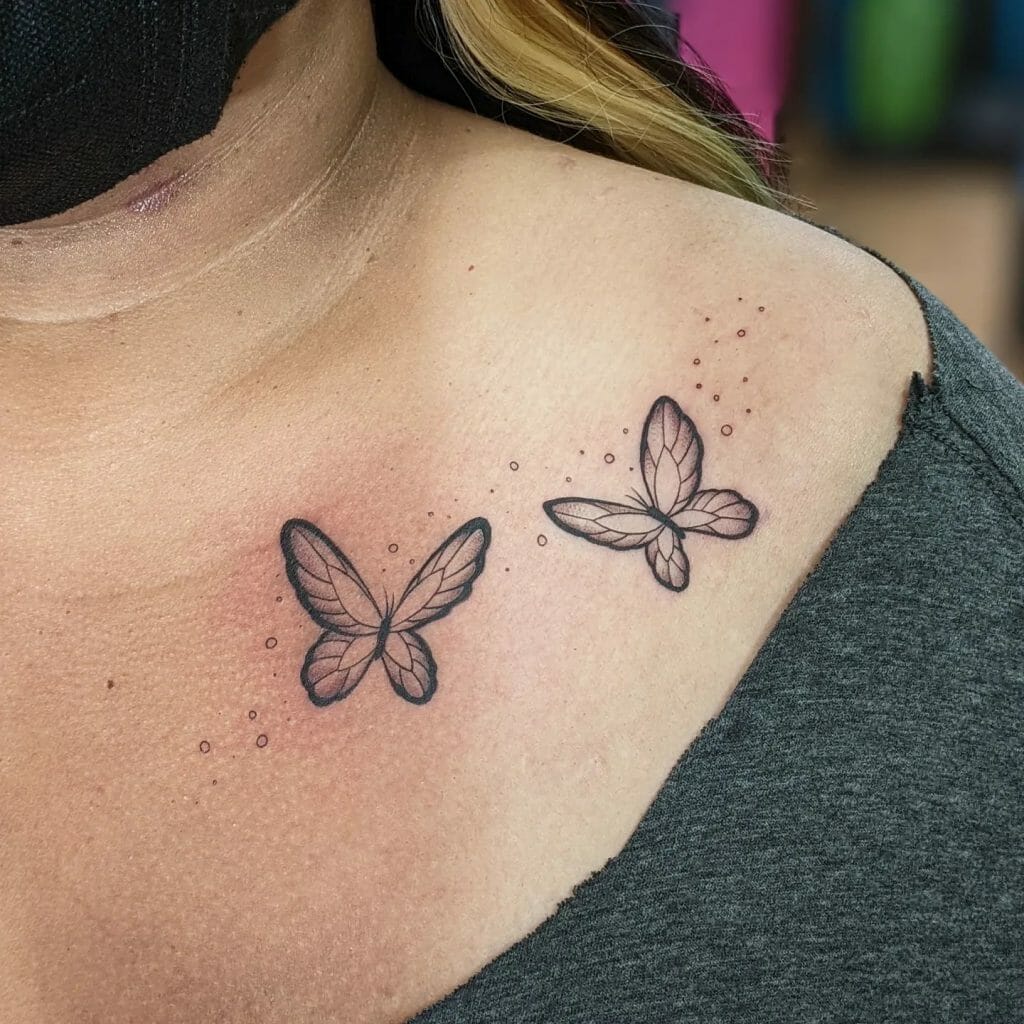 Butterfly Memorial Collar Neck Tattoo
