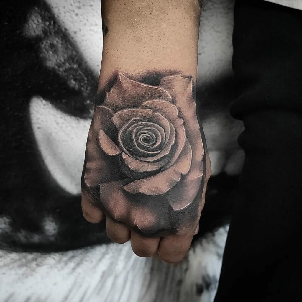  Realistic Black And Gray Rose Outline Tattoo For Men