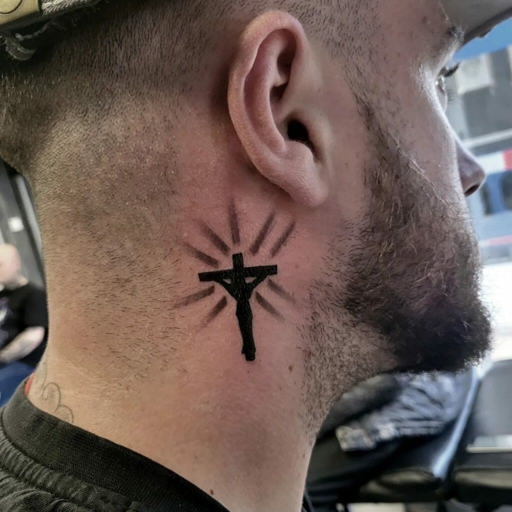 Jesus Cross Tattoo Design On Neck