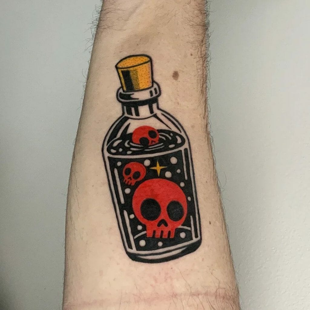 Simple Skull in a Bottle Tattoo That You Will Love