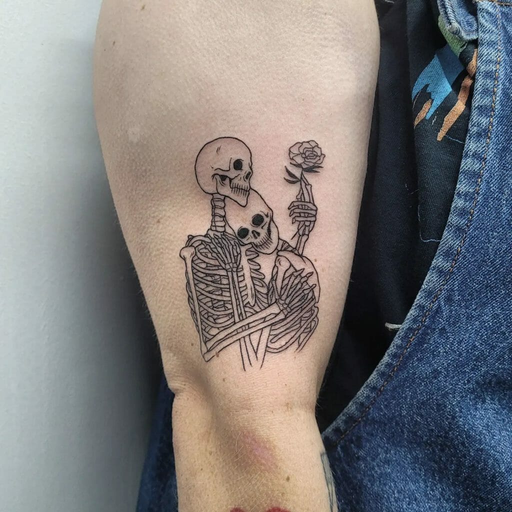Simple Skeleton Couple Tattoo