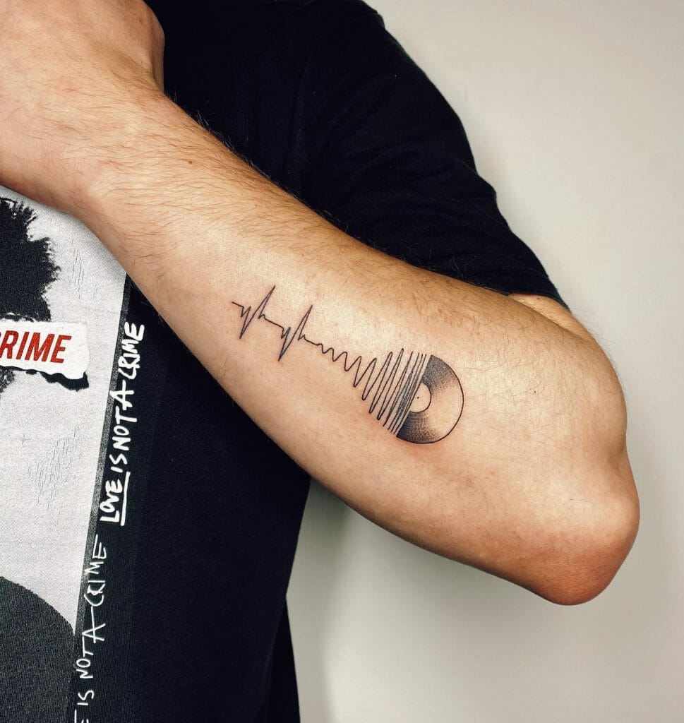 Awesome Minimalist Sound Wave Tattoo Design For Music Lovers