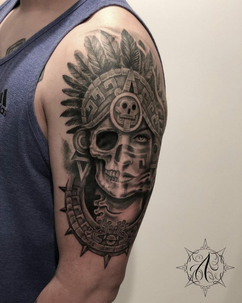 Aztec Half And Half Tattoo