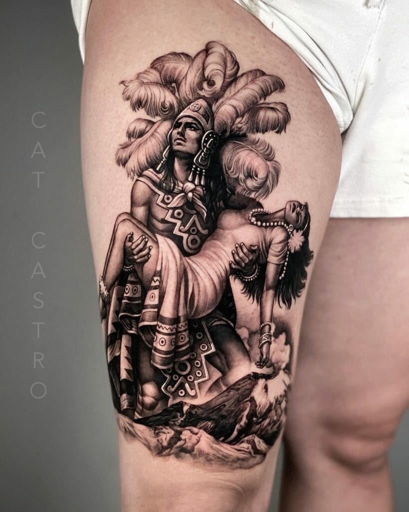 Aztec Love Story Tattoo Design