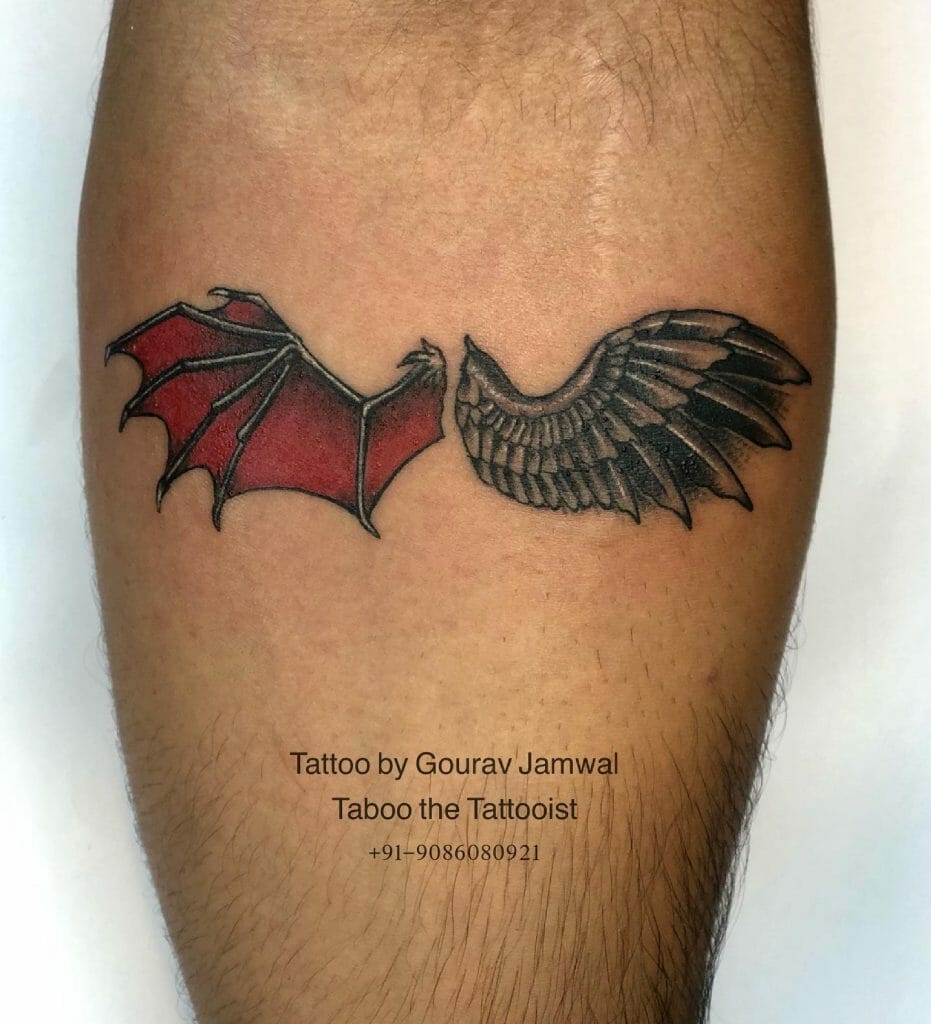 Baby Angel Tattoos And Devil Wings Tattoo