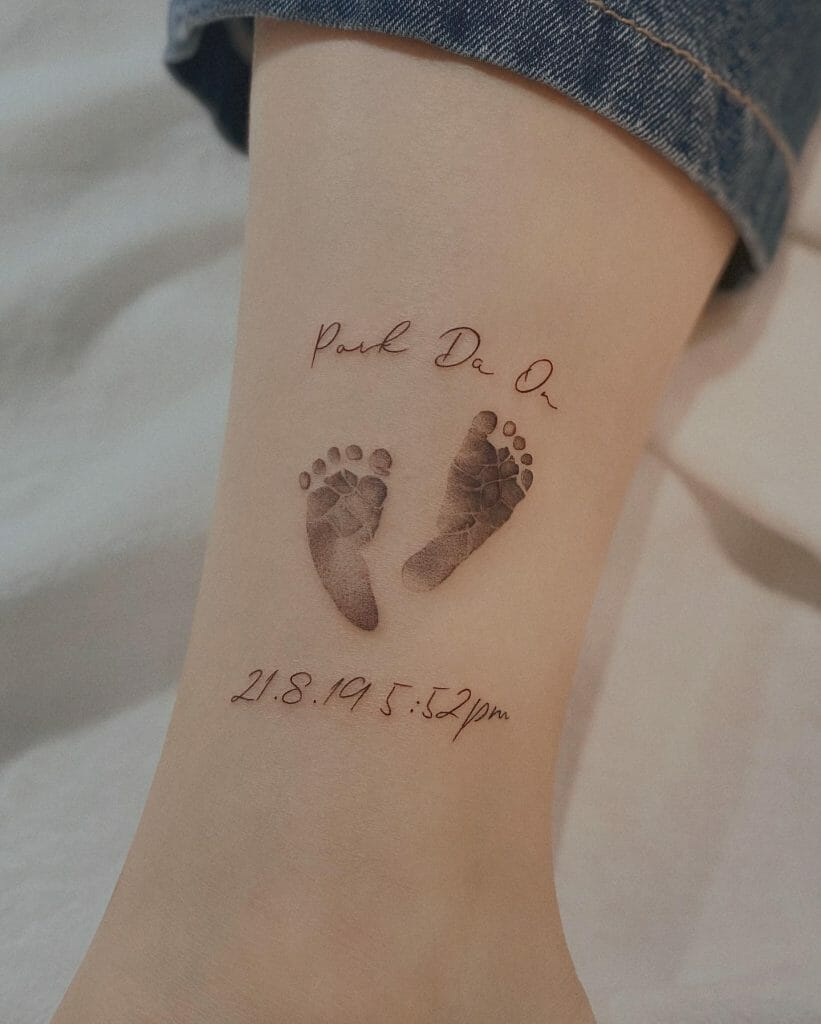 Baby Footprint Tattoo Ideas for Mom on Arm