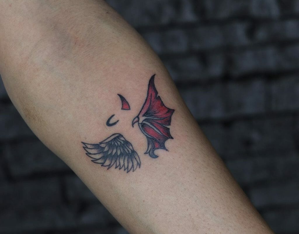 Best Angel And Devil Wings Tattoo