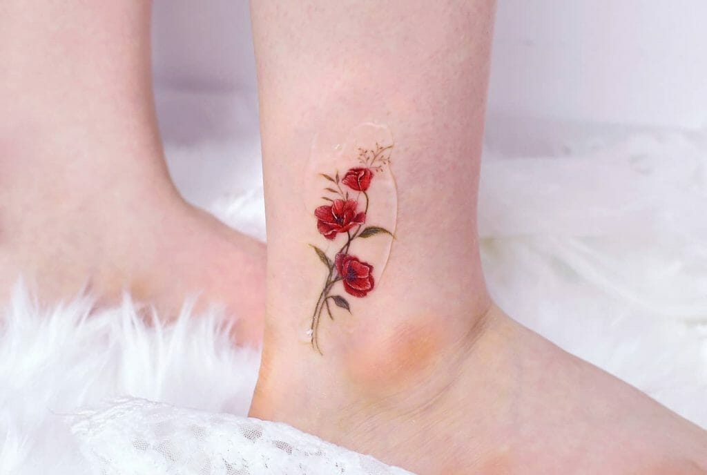 Daisy Flower Ankle Tattoo
