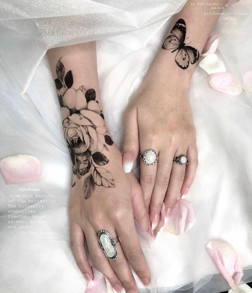 Best Butterfly And Rose Tattoo