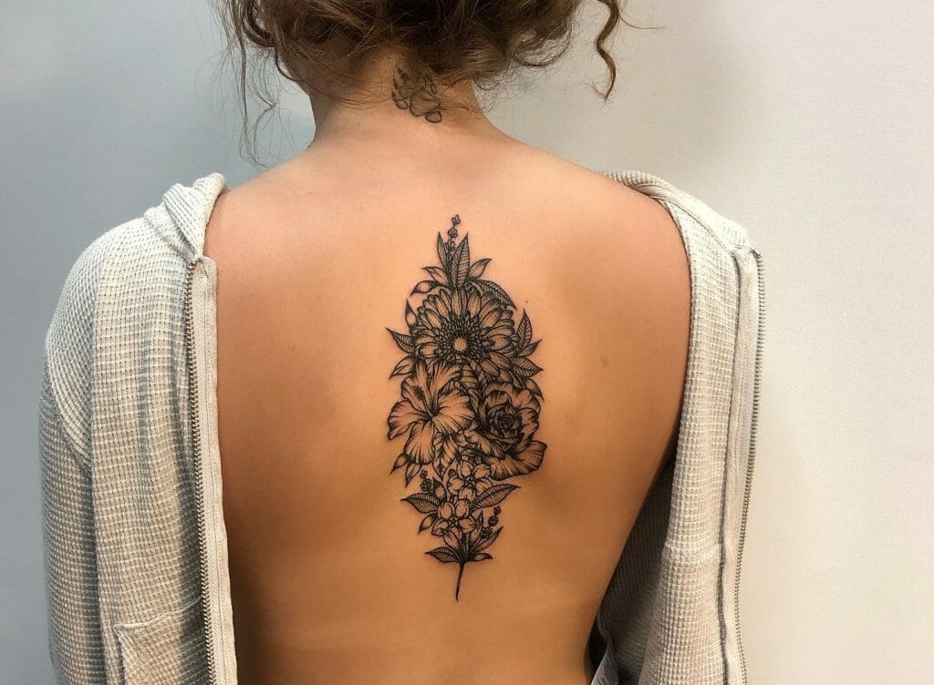 Best Flower Spine Tattoo