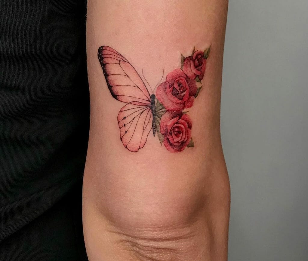Best Rose And Butterfly Tattoo